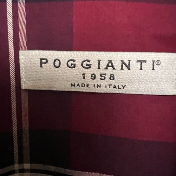 POGGIANTI 1958 Red Stripped Men’s Dress Button Down Long Sleeve Shirt Size Large - Picture 3 of 4